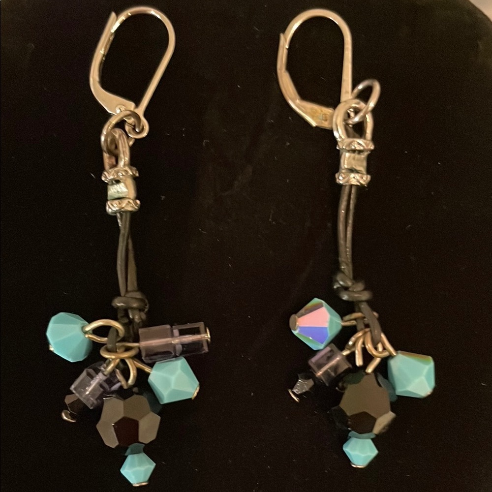Stunning Black and Blue Beaded Earrings!